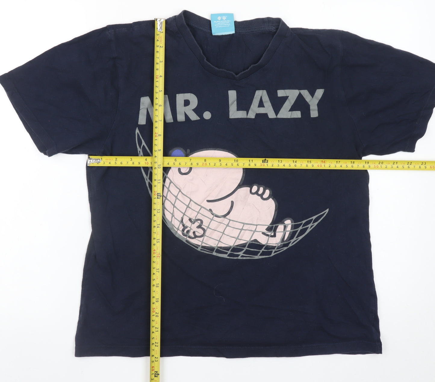 TU Men’s Blue Mr Lazy Graphic Cotton T-Shirt Size Small