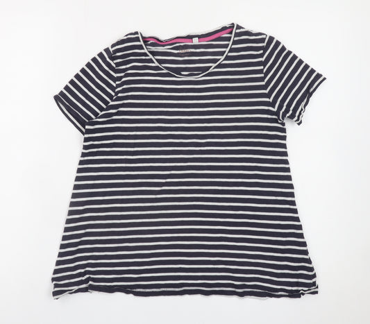 Boden Women Blue Striped Short Sleeve Jersey T-Shirt Size 8