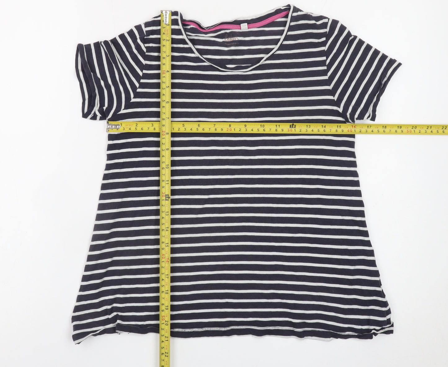 Boden Women Blue Striped Short Sleeve Jersey T-Shirt Size 8