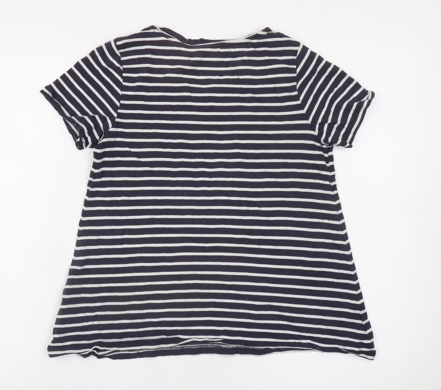 Boden Women Blue Striped Short Sleeve Jersey T-Shirt Size 8