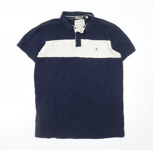 Jack Wills Men’s Blue & White Short Sleeve Classic Cotton Polo Shirt M
