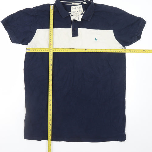 Jack Wills Men’s Blue & White Short Sleeve Classic Cotton Polo Shirt M