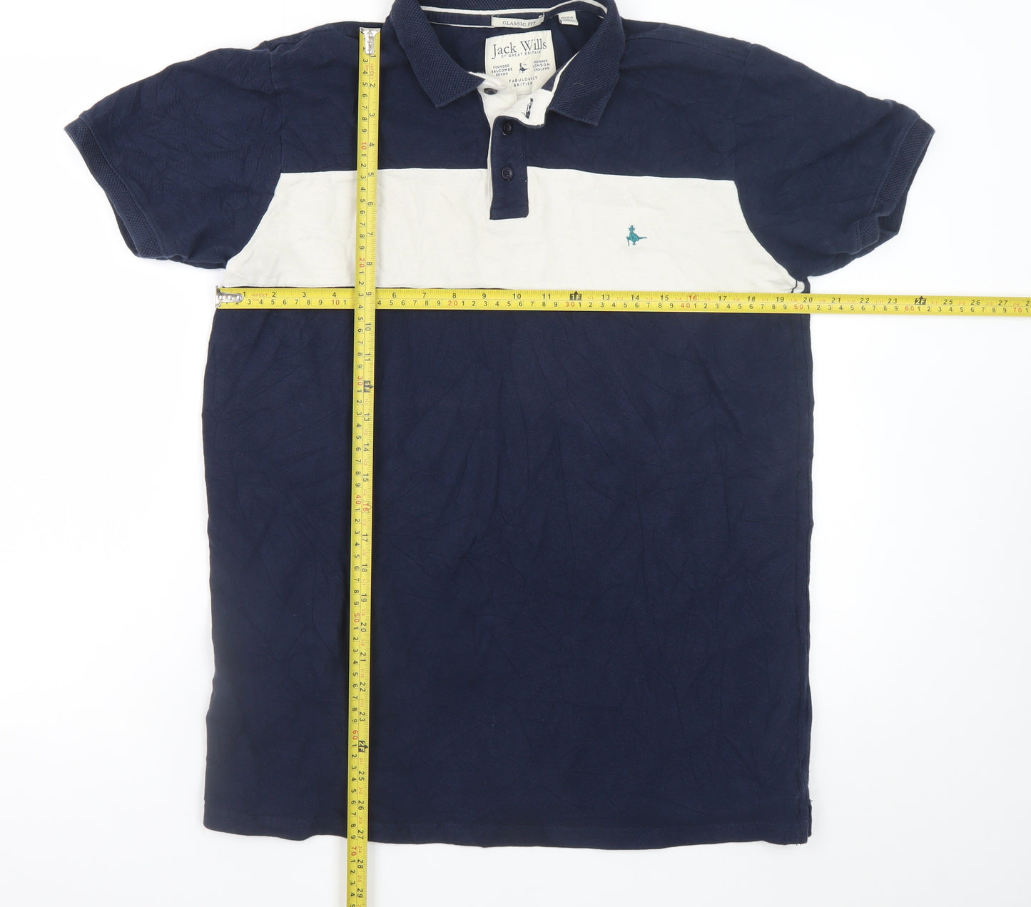 Jack Wills Men’s Blue & White Short Sleeve Classic Cotton Polo Shirt M