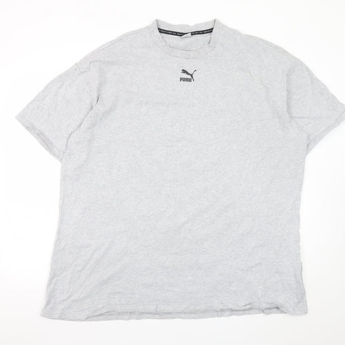 Puma Men's Grey Crew Neck Cotton Short Sleeve T-Shirt M