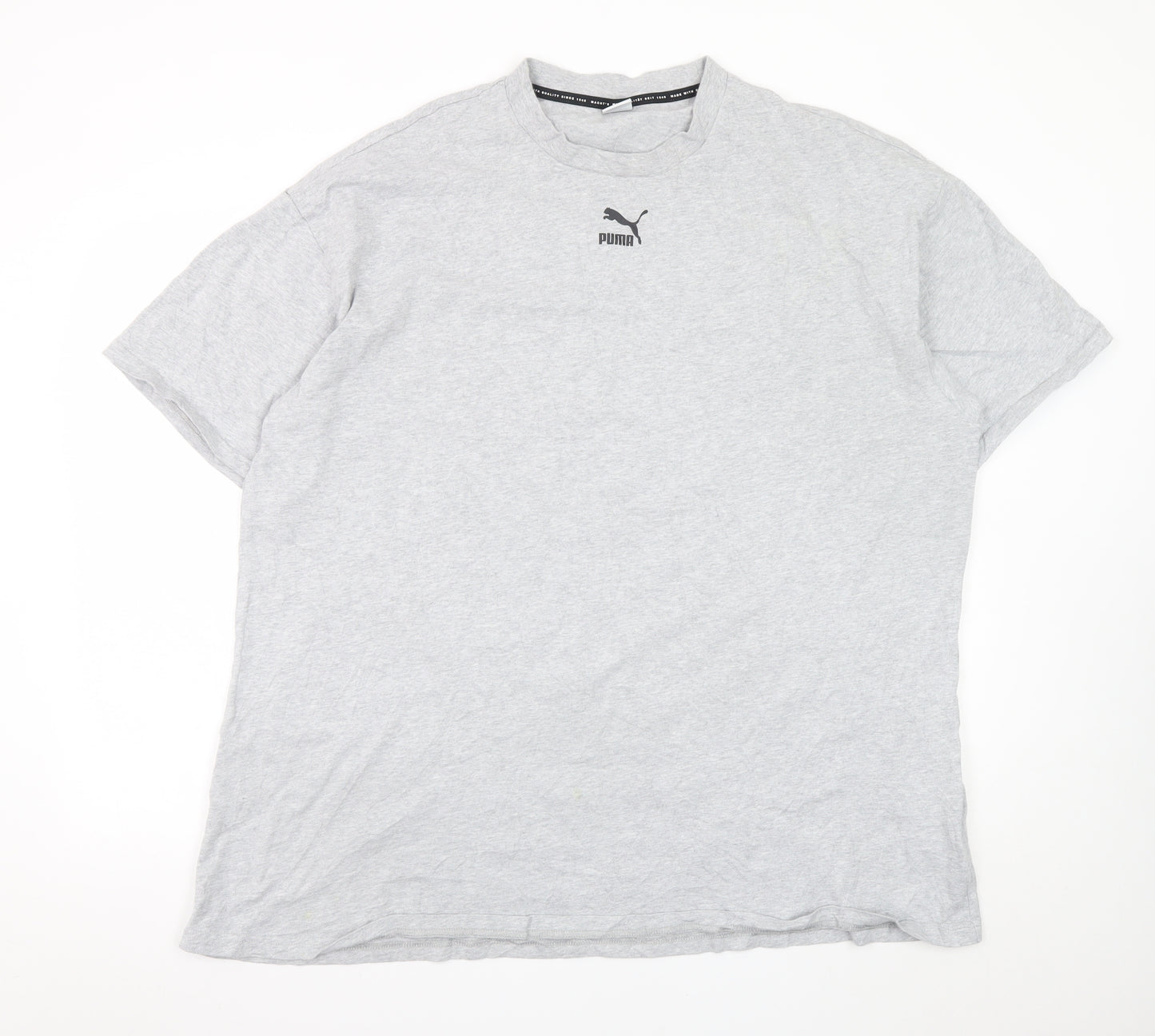 Puma Men's Grey Crew Neck Cotton Short Sleeve T-Shirt M