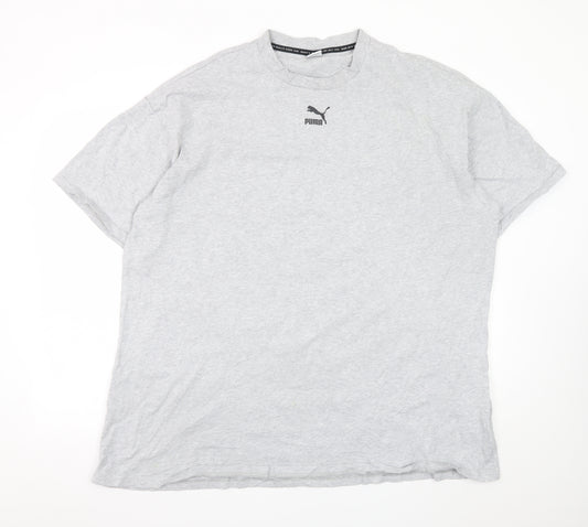 Puma Men's Grey Crew Neck Cotton Short Sleeve T-Shirt M