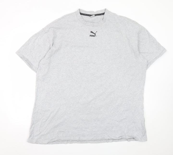 Puma Men's Grey Crew Neck Cotton Short Sleeve T-Shirt M