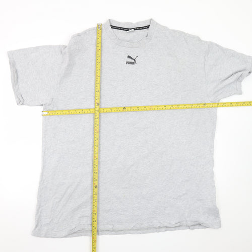 Puma Men's Grey Crew Neck Cotton Short Sleeve T-Shirt M