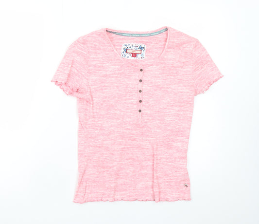 Joe Browns Women's Pink Short Sleeve Henley T-Shirt UK 14