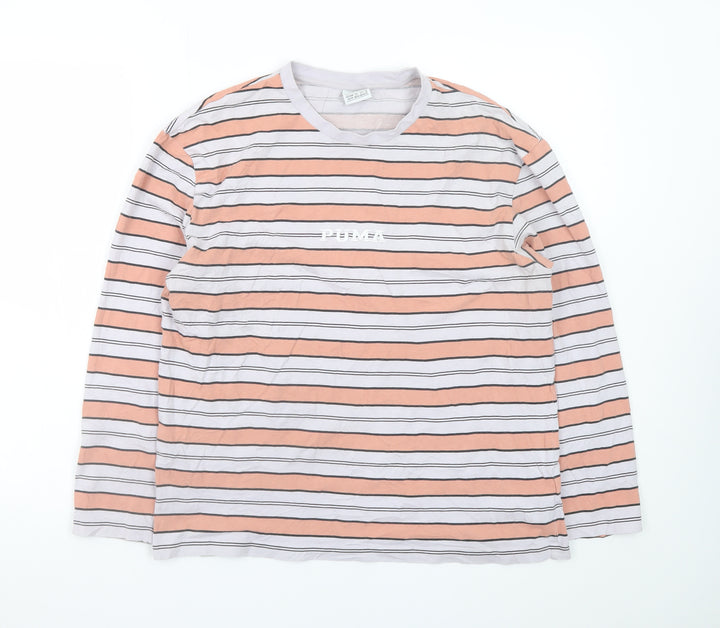 Puma Men's Multicoloured Striped Long Sleeve Cotton T-Shirt XS