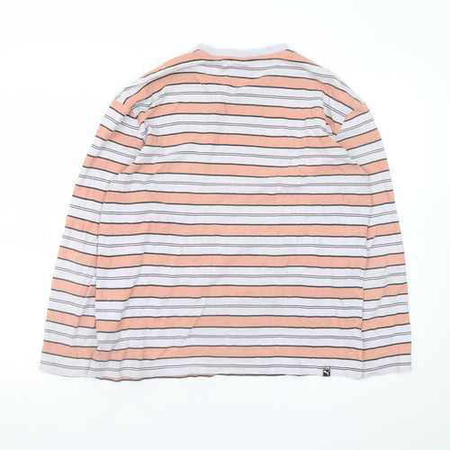 Puma Men's Multicoloured Striped Long Sleeve Cotton T-Shirt XS