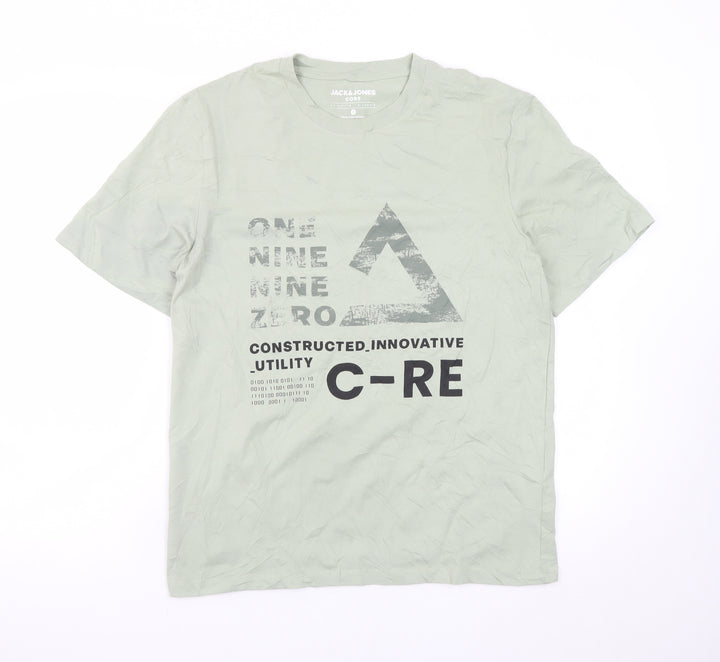 Jack & Jones Core Men's Green Graphic Print Crew Neck T-Shirt M