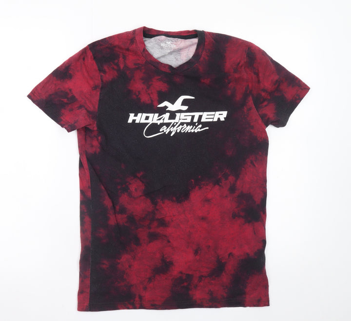 Hollister Mens Red Tie Dye Logo Crew Neck T-Shirt Size S