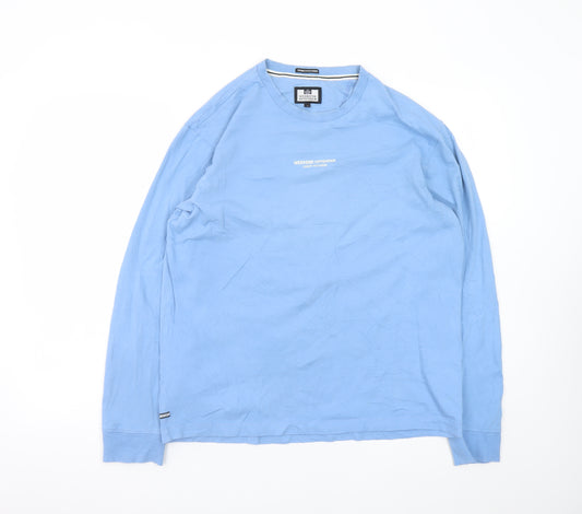 Weekend Offender Men's Blue Long Sleeve Cotton T-Shirt Size L