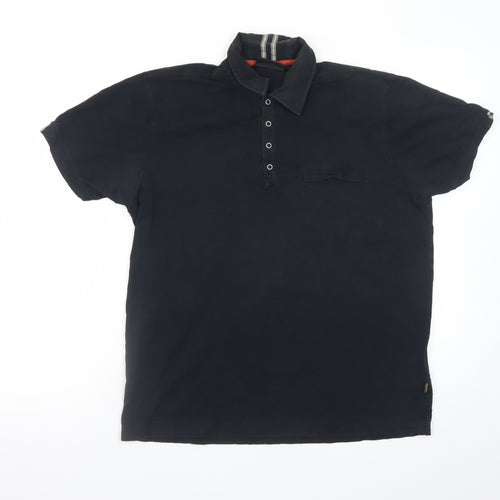 Rockport Men's Black Cotton Polo Shirt Size L Short Sleeve