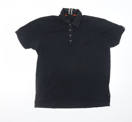 Rockport Men's Black Cotton Polo Shirt Size L Short Sleeve