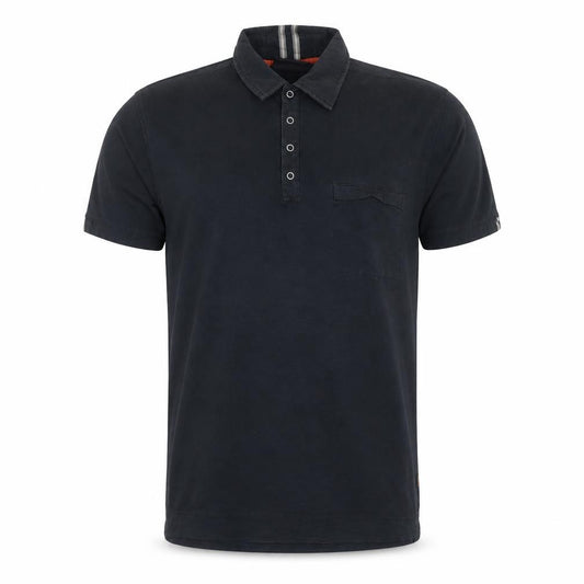 Front view of Rockport Men's Black Cotton Polo Shirt, size L, Short Sleeve