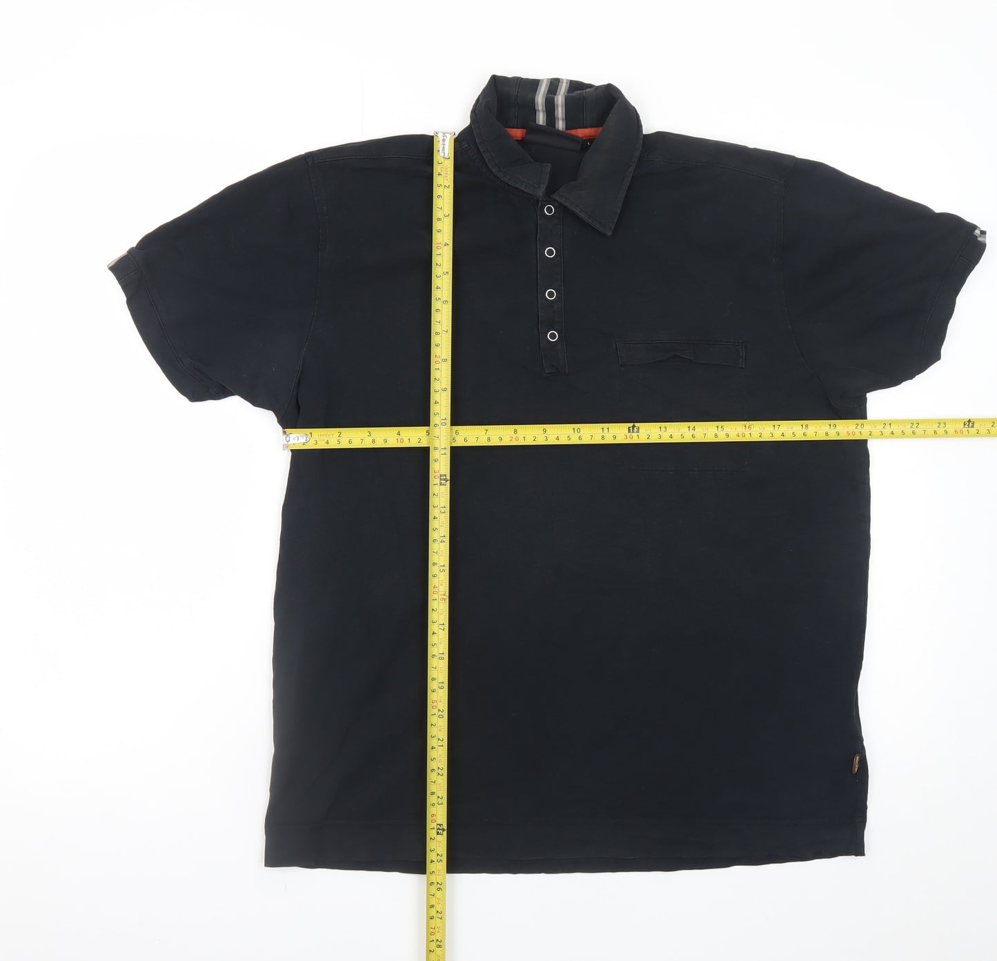 Rockport Men's Black Cotton Polo Shirt Size L Short Sleeve