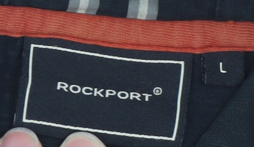 Rockport Men's Black Cotton Polo Shirt Size L Short Sleeve