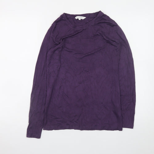Part Two Women Purple Long Sleeve Basic Jersey Top Size M