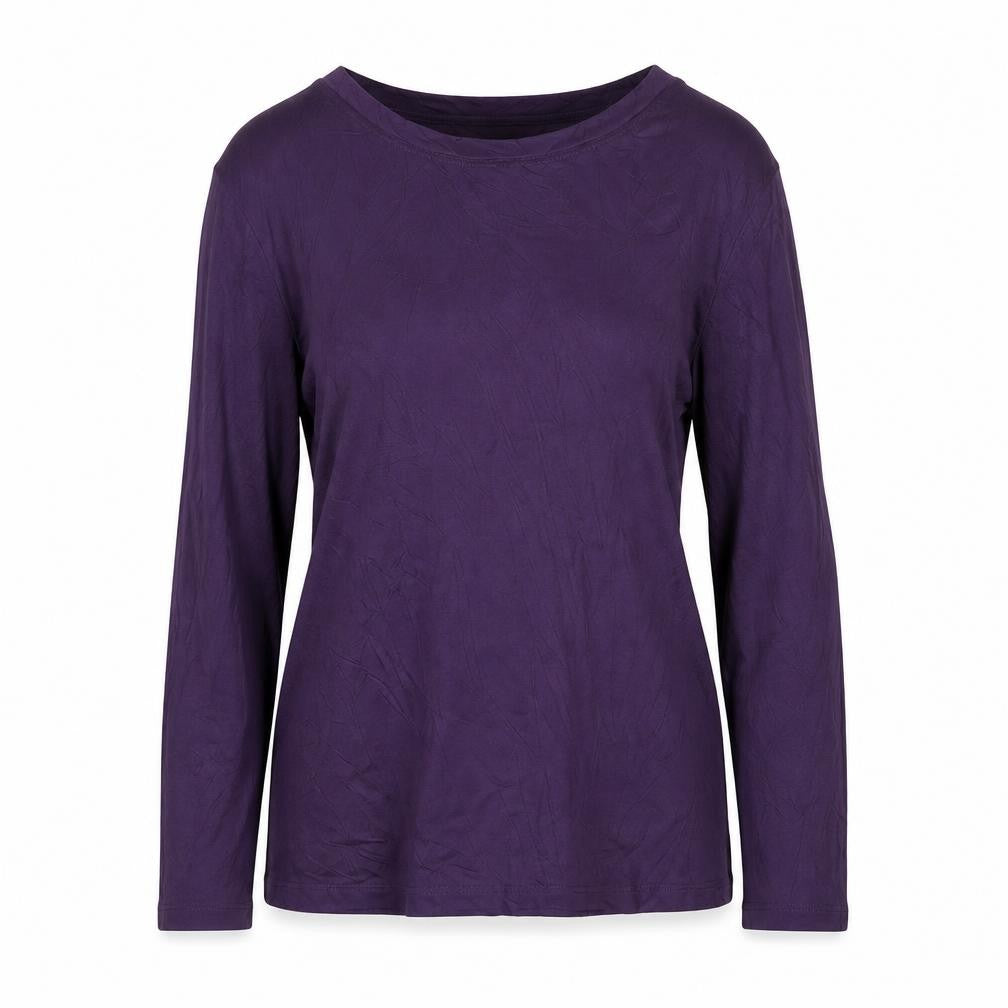 Front view of Part Two Women Purple Long Sleeve Basic Jersey Top, size M