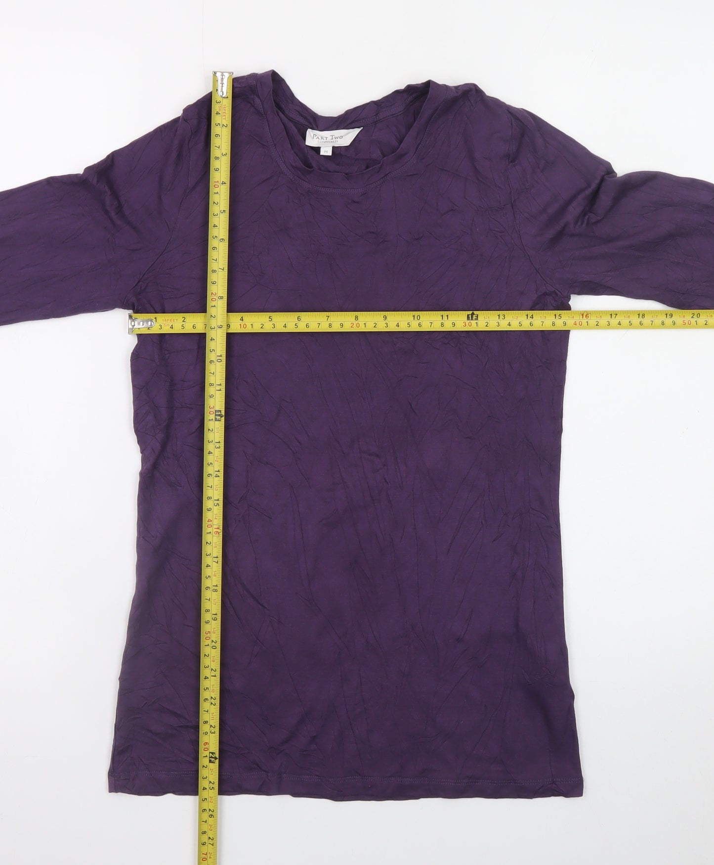 Part Two Women Purple Long Sleeve Basic Jersey Top Size M