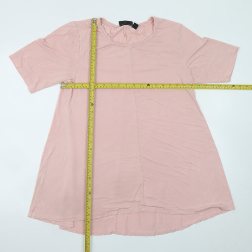 Nina Leonard Women Pink L T-Shirt Dress Short Sleeve Viscose