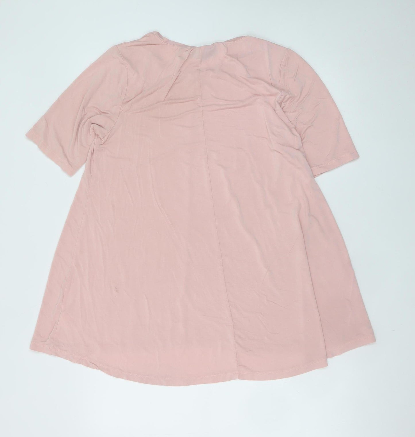 Nina Leonard Women Pink L T-Shirt Dress Short Sleeve Viscose