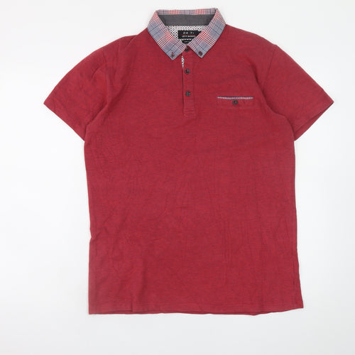Jeff Banks Men’s Red Cotton Polo Shirt Size L 24:7 Short Sleeve