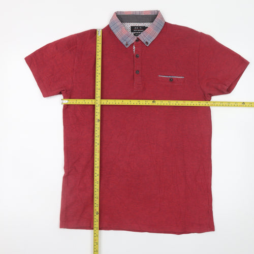 Jeff Banks Men’s Red Cotton Polo Shirt Size L 24:7 Short Sleeve