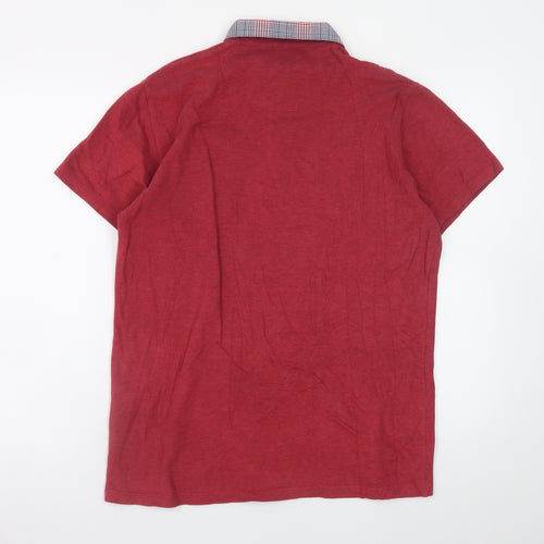 Jeff Banks Men’s Red Cotton Polo Shirt Size L 24:7 Short Sleeve