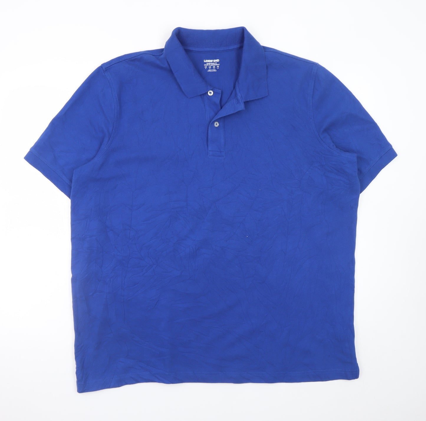 Lands' End Men's Blue XL Classic Fit Cotton Polo Shirt