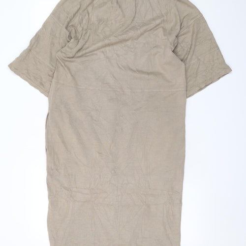 WRAP London Women Beige Hemp Cotton Shift Dress UK 12 Casual Boho