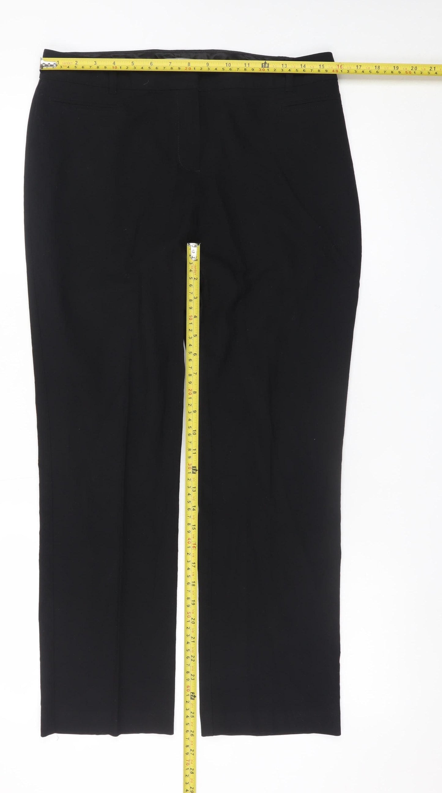 Marks and Spencer Women Black Size 12 Straight Leg Trousers