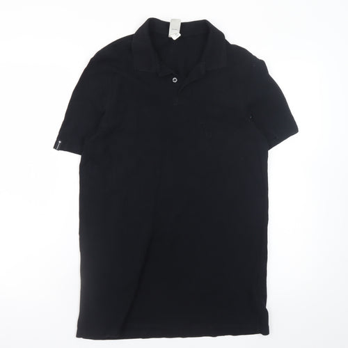 Inesis Men's Black Cotton Short Sleeve Polo Shirt Size L
