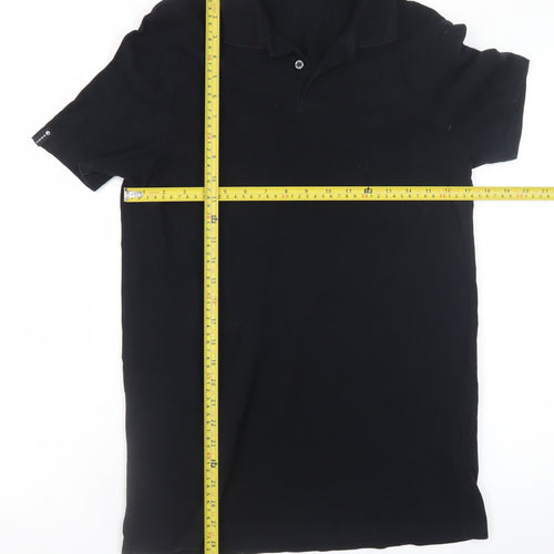 Inesis Men's Black Cotton Short Sleeve Polo Shirt Size L