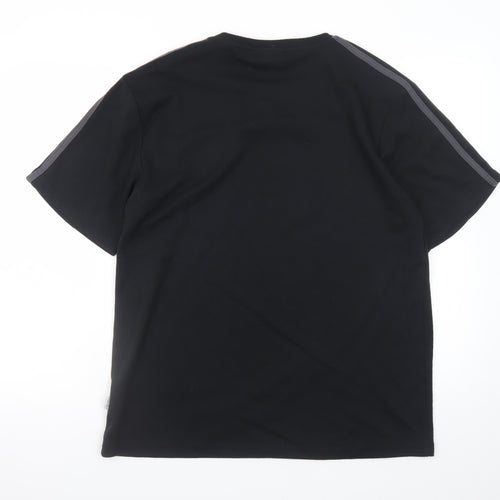 Lonsdale Men's Black V-Neck Sports T-Shirt Size L Short Sleeve