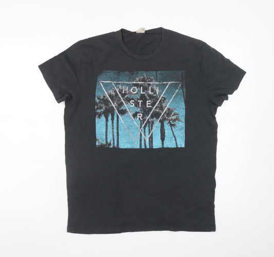 Hollister Men's Black California Graphic Print Crew Neck T-Shirt M