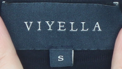 Viyella Women's Navy Beaded V-Neck Cotton Top Size S