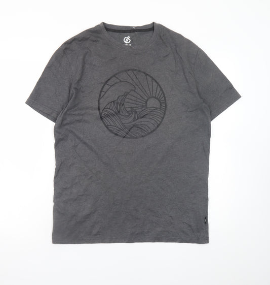 Dare 2B Men's Grey Graphic Print Crew Neck Cotton T-Shirt Size M