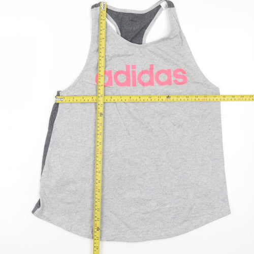 Adidas Womens Grey Racerback Tank Top L Cotton Sportswear