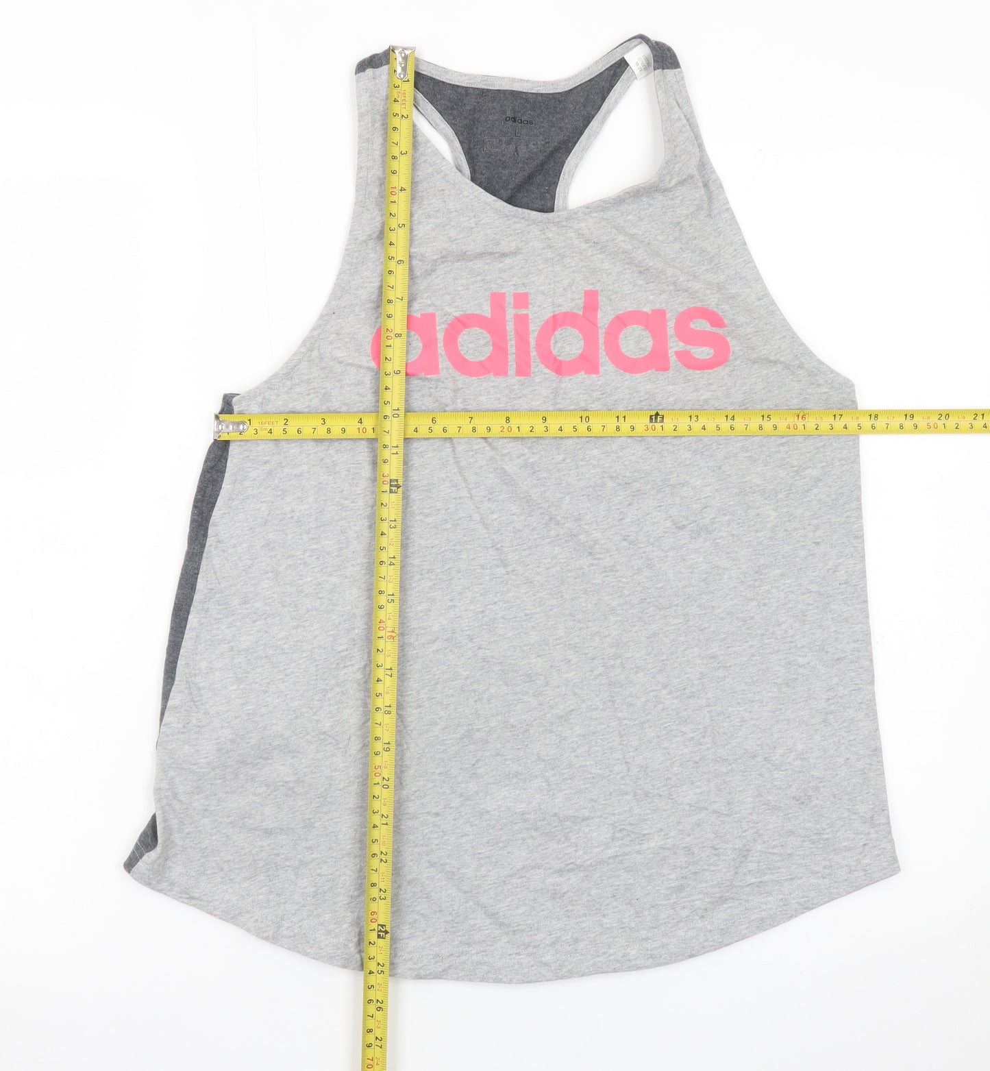 Adidas Womens Grey Racerback Tank Top L Cotton Sportswear