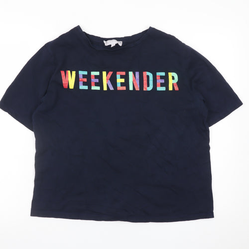 Red Herring Women's Blue Size 14 Weekend Print Cotton T-Shirt