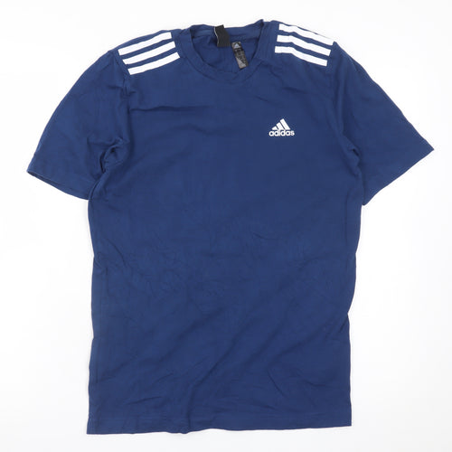 Adidas Men's Blue Short Sleeve Crew Neck Cotton T-Shirt XS