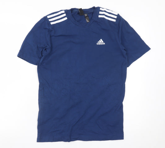 Adidas Men's Blue Short Sleeve Crew Neck Cotton T-Shirt XS