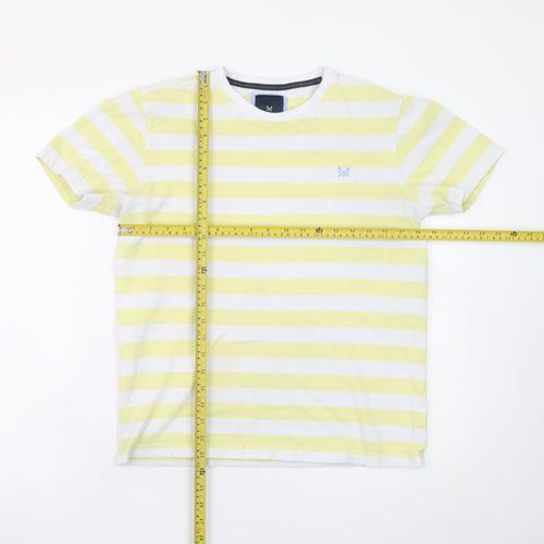 Crew Clothing Company Men's Yellow White Striped Cotton T-Shirt M Regular Fit