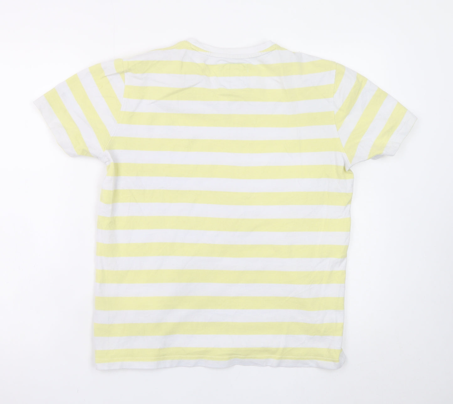 Crew Clothing Company Men's Yellow White Striped Cotton T-Shirt M Regular Fit