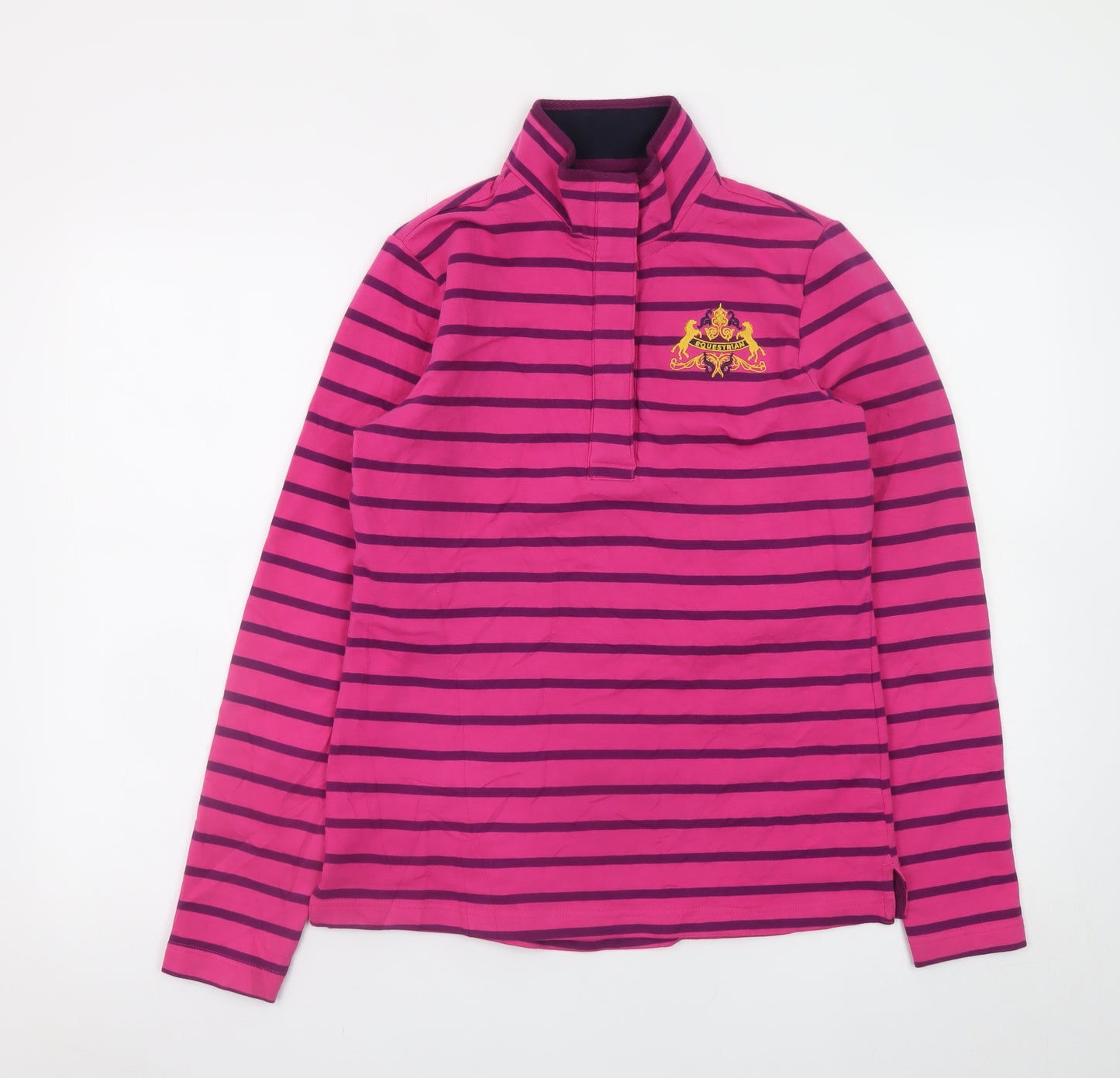 Equestrian Women’s Pink Striped Pullover Sweatshirt Small 8-10