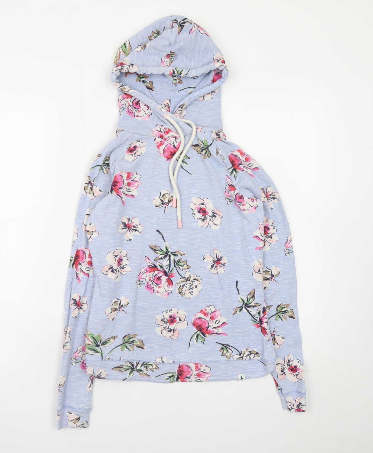 Joules Womens Blue Floral Pullover Hoodie UK 12 Cotton Lightweight