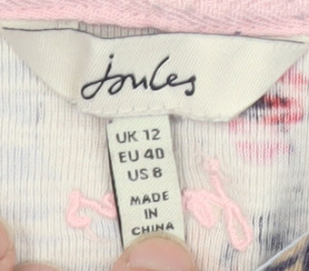 Joules Womens Blue Floral Pullover Hoodie UK 12 Cotton Lightweight